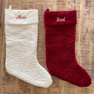 Mom and Dad Pottery Barn Christmas Stockings